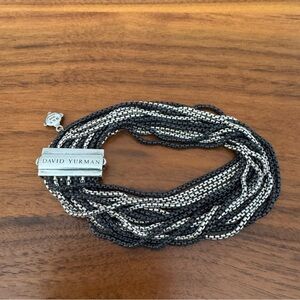 David Yurman Black and Sterling Silver Multi Box Chain Bracelet